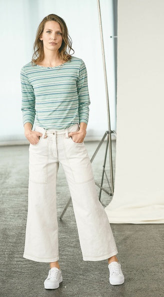 Modernes Hanf Langarm Streifenshirt | Women Normal Fit | DH664