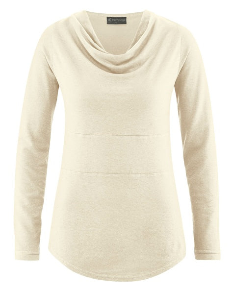 Hemp long-sleeved shirt with waterfall collar | Women Casual Fit | DH250