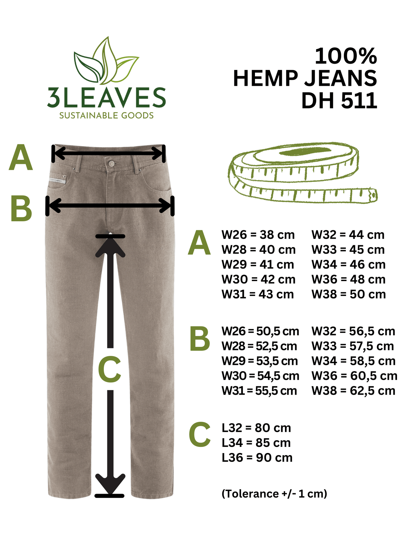 100% PURE Hemp Jeans | Hombres Corte Recto | DH511