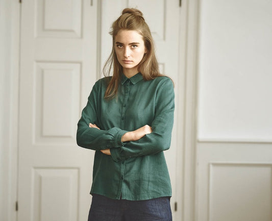 Classic hemp long sleeve blouse | Women Casual Fit | DH172 