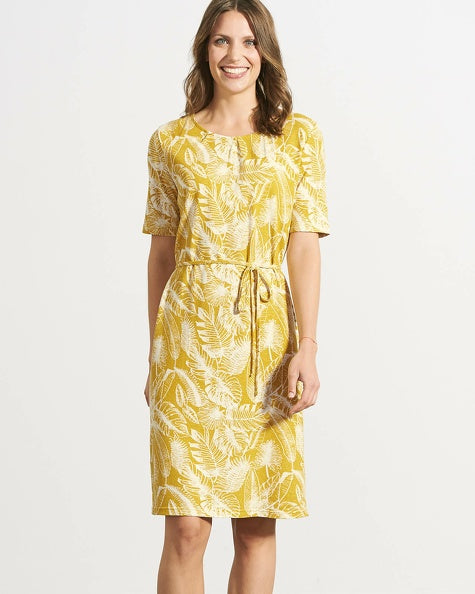 Knee-length hemp dress with print | Women Normal Fit | DH180 
