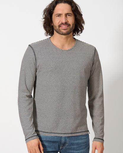 Chemise à manches longues en chanvre rayée | Coupe classique homme | DH803