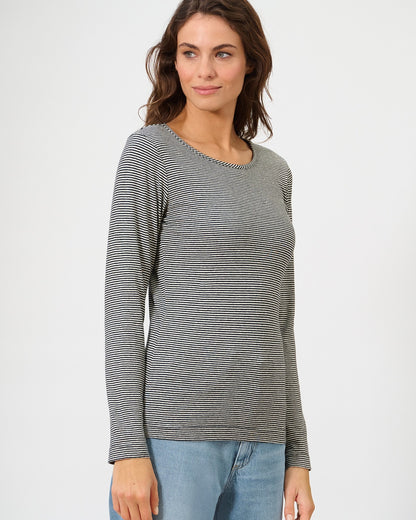 Chemise rayée à manches longues en chanvre | Coupe classique femme | DH679