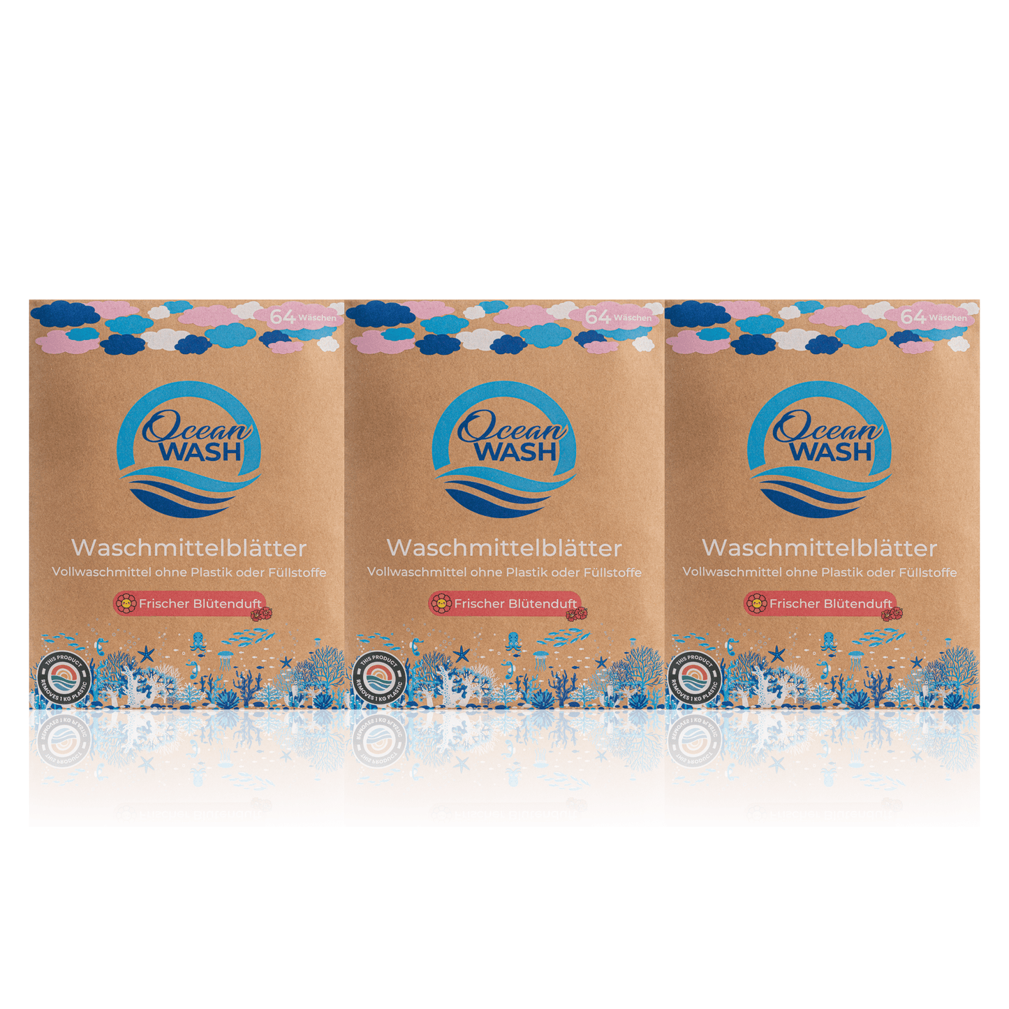 3er Bundle | OceanWash Waschmittelblätter | Blütenduft 🌸