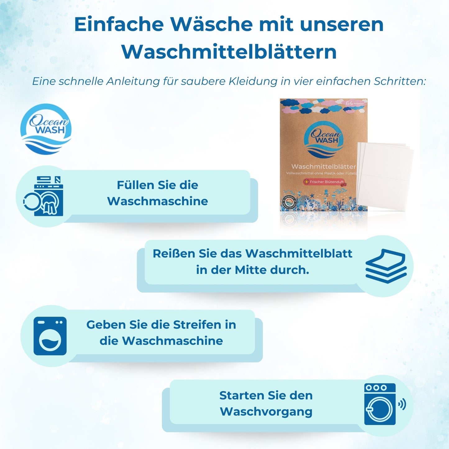 3er Bundle | OceanWash Waschmittelblätter | Blütenduft 🌸