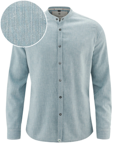 Camisa ligera de cáñamo con cuello alto | Hombres Slim Fit | DH053