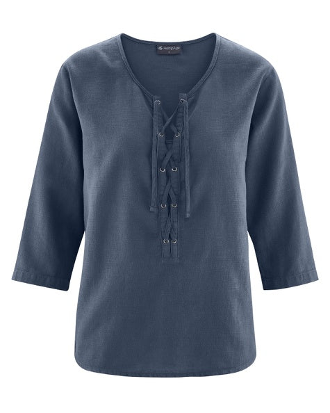 Hanf Bluse mit Kordelzug | Women Normal Fit