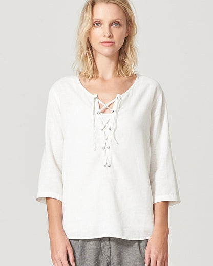 Hemp blouse with drawstring | Women Normal Fit | DH159 