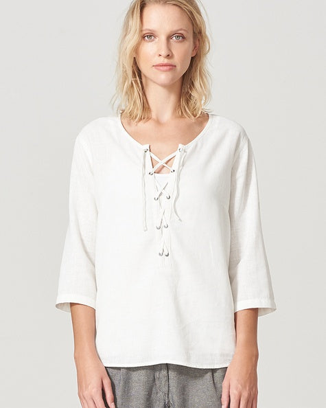 Hemp blouse with drawstring | Women Normal Fit