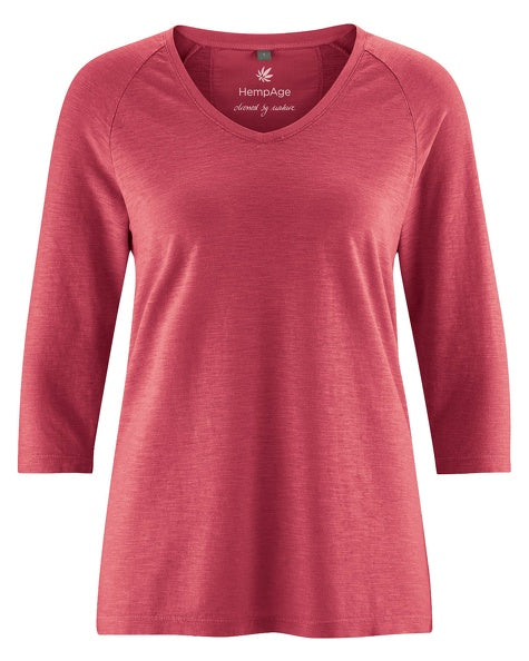 Hemp raglan shirt with 3/4 sleeves | Women Casual Fit
