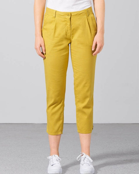 Hemp 7/8 pleated trousers | Women