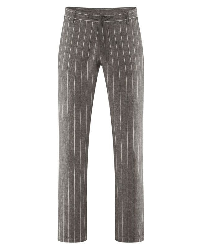 Hemp trousers striped | Men Straight Cut | DH598 