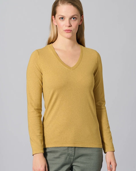 Sporty hemp long-sleeved shirt | Women Normal Fit | DH658