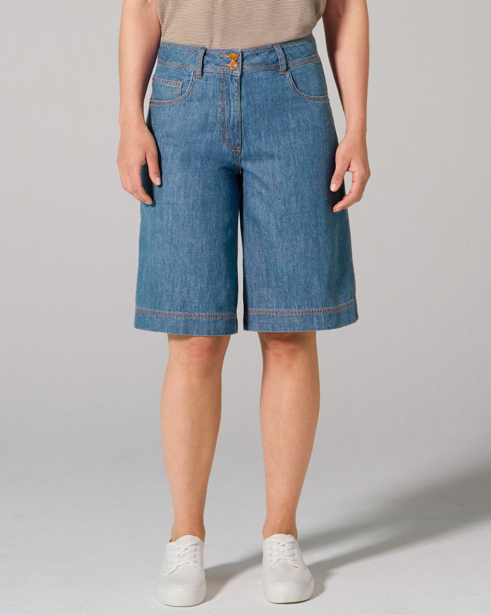 Hemp Bermuda 5-Pocket Jeans Shorts | Women | DH522