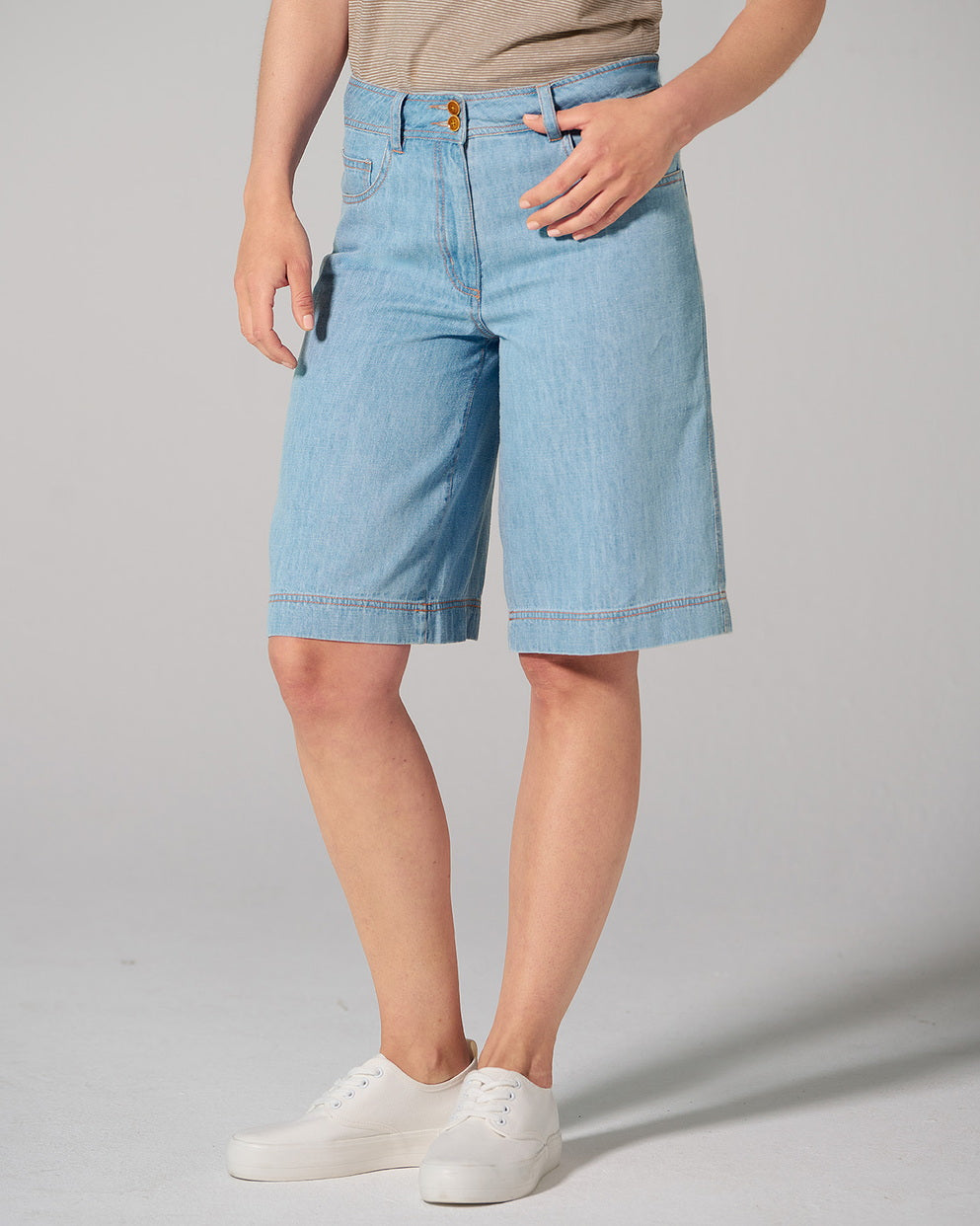 Hemp Bermuda 5-Pocket Jeans Shorts | Women | DH522